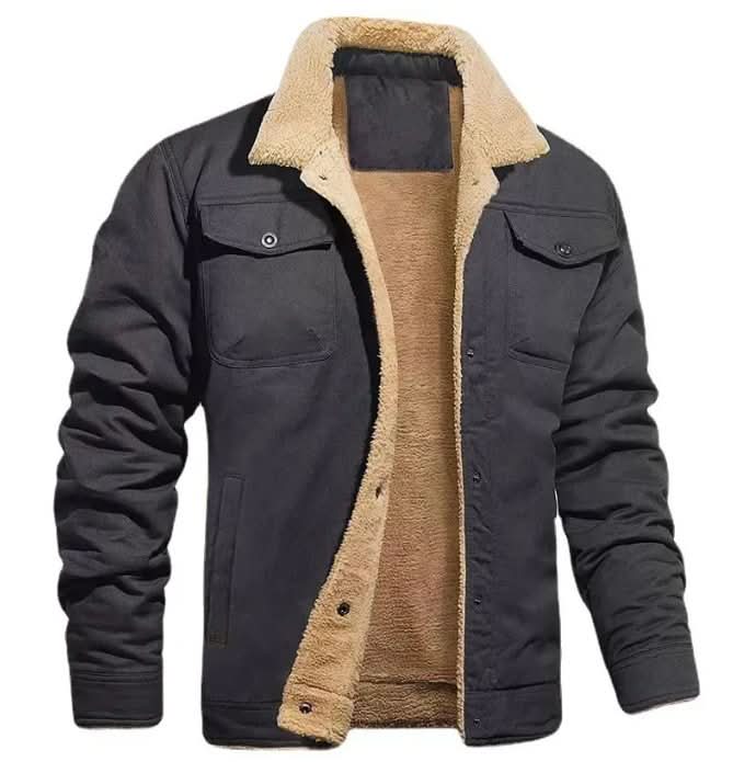 Men's Classic Jacket with Sherpa Lining and Pockets | L&S - 1 - London-stylehouse.com
