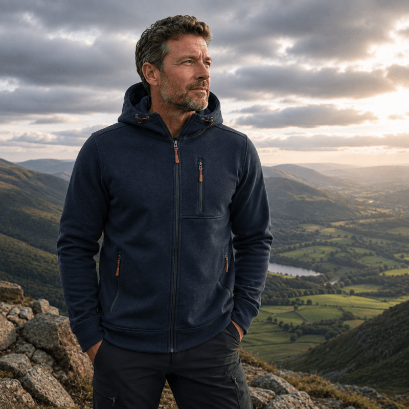 Hoodie Men’s Relaxed Fit with Zip Pockets | L&S - 3 - London-stylehouse.com