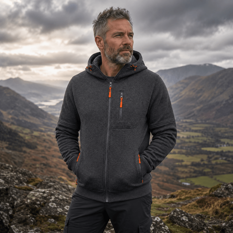 Hoodie Men’s Relaxed Fit with Zip Pockets | L&S - 4 - London-stylehouse.com