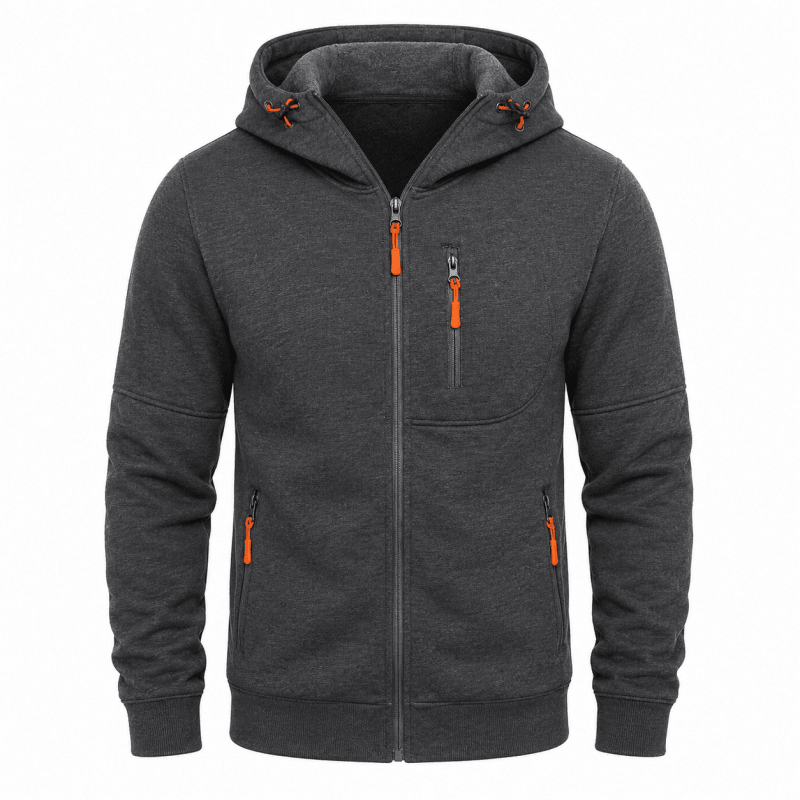 Hoodie Men’s Relaxed Fit with Zip Pockets | L&S - 6 - London-stylehouse.com