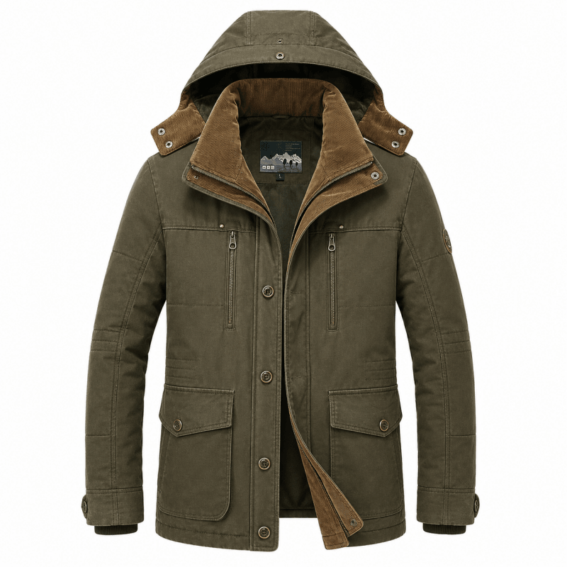 Men's Hooded Jacket with Functional Pockets and Relaxed Fit | L&S - 1 - London-stylehouse.com