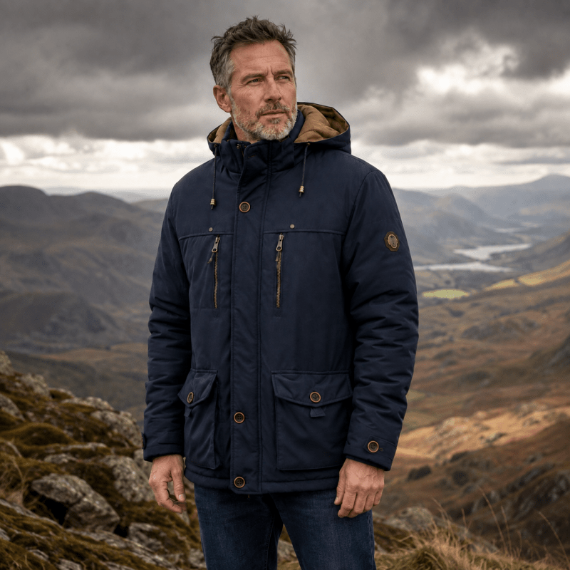 Men's Hooded Jacket with Functional Pockets and Relaxed Fit | L&S - 5 - London-stylehouse.com