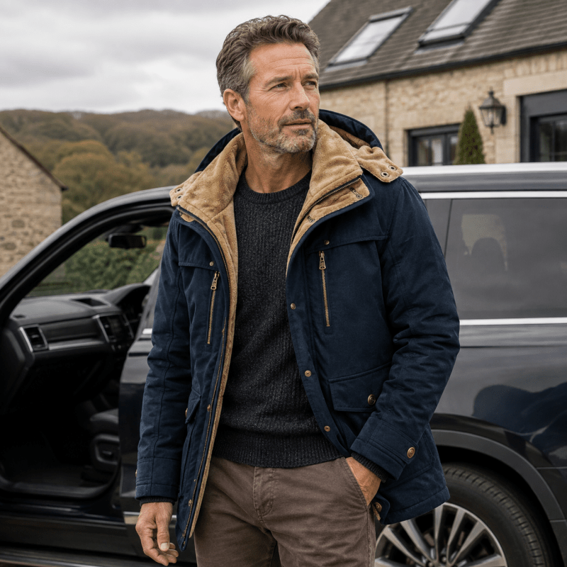 Men's Hooded Jacket with Functional Pockets and Relaxed Fit | L&S - 8 - London-stylehouse.com