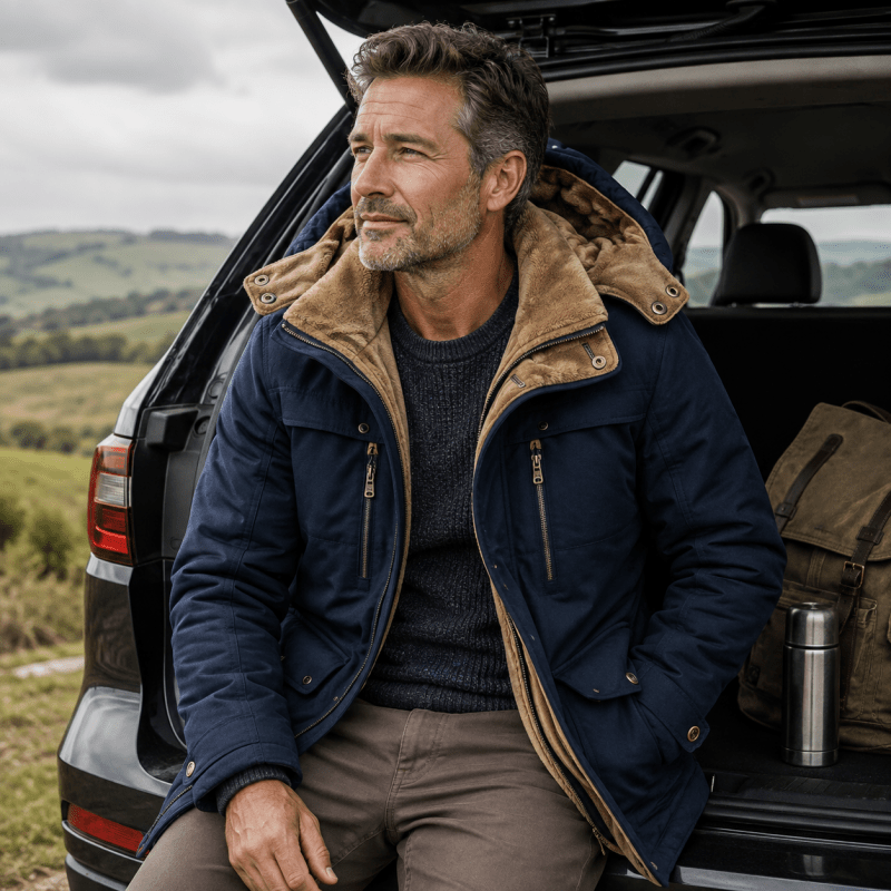 Men's Hooded Jacket with Functional Pockets and Relaxed Fit | L&S - 9 - London-stylehouse.com