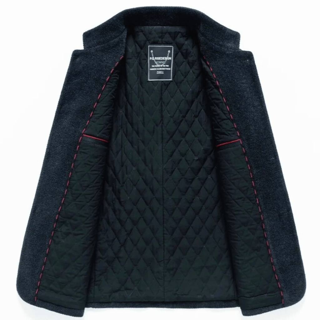 Men's Tailored Jacket with Stand Collar and Quilted Lining | L&S - 5 - London-stylehouse.com