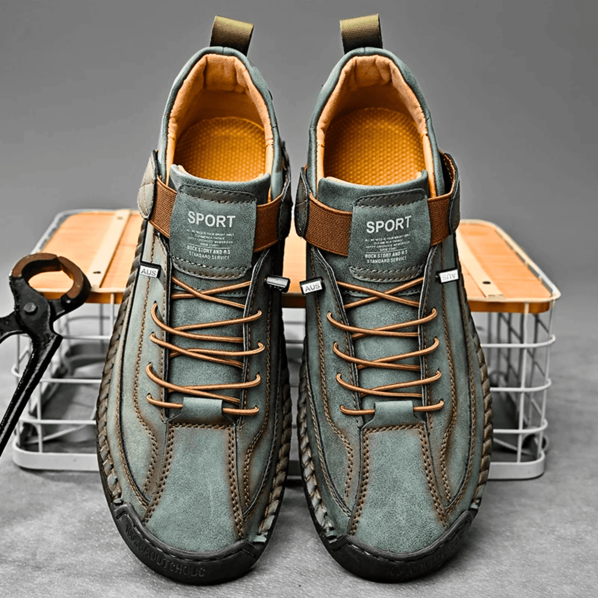 Sport Shoes Men's Casual Lace-Up Design with Velcro | L&S - 5 - London-stylehouse.com