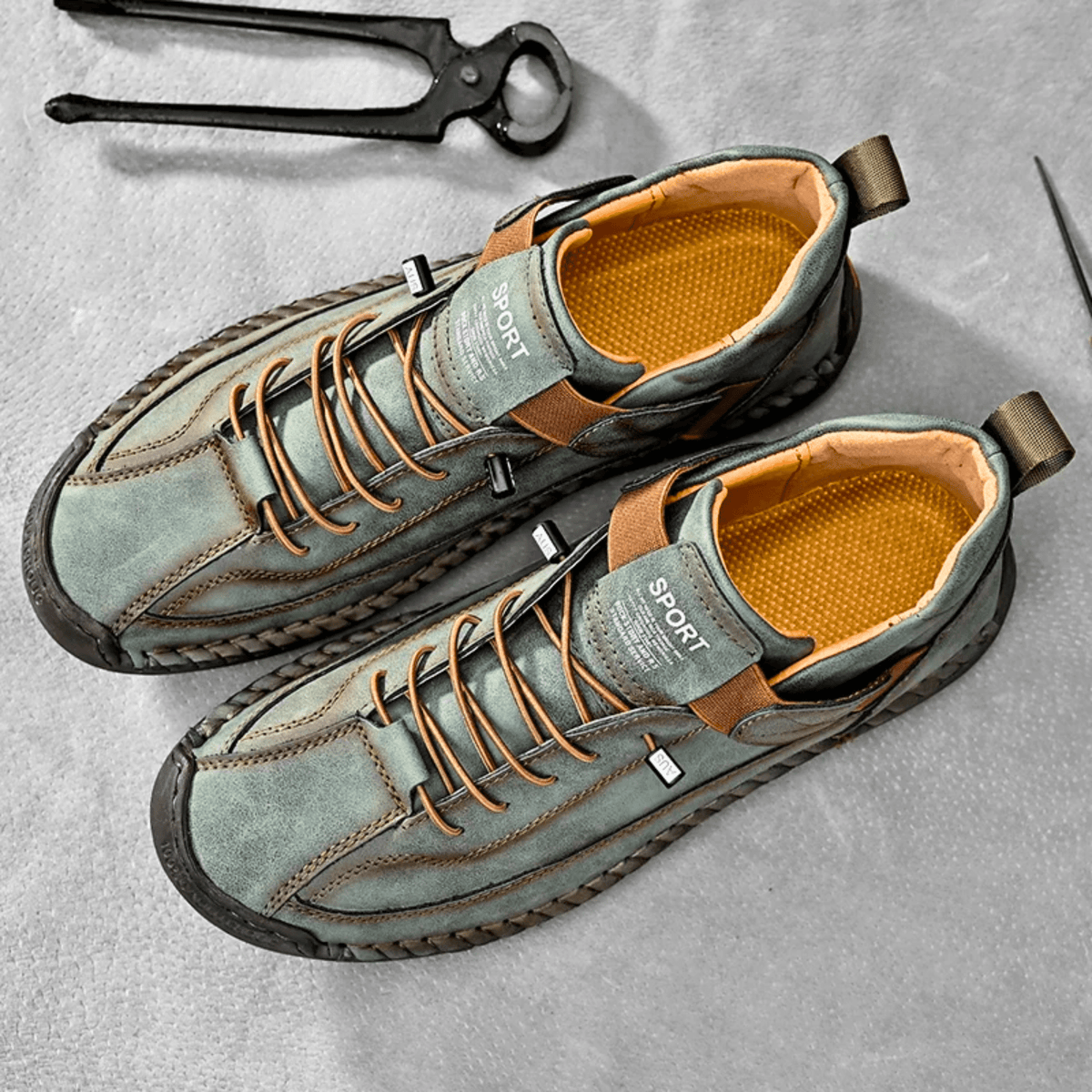 Sport Shoes Men's Casual Lace-Up Design with Velcro | L&S - 6 - London-stylehouse.com
