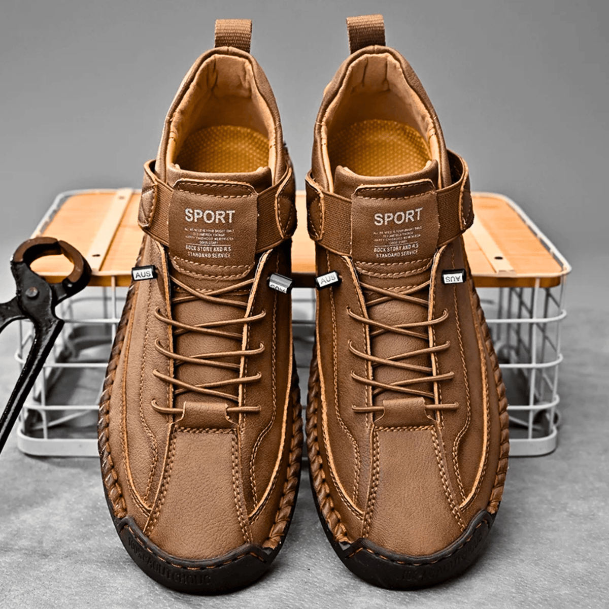 Sport Shoes Men's Casual Lace-Up Design with Velcro | L&S - 7 - London-stylehouse.com