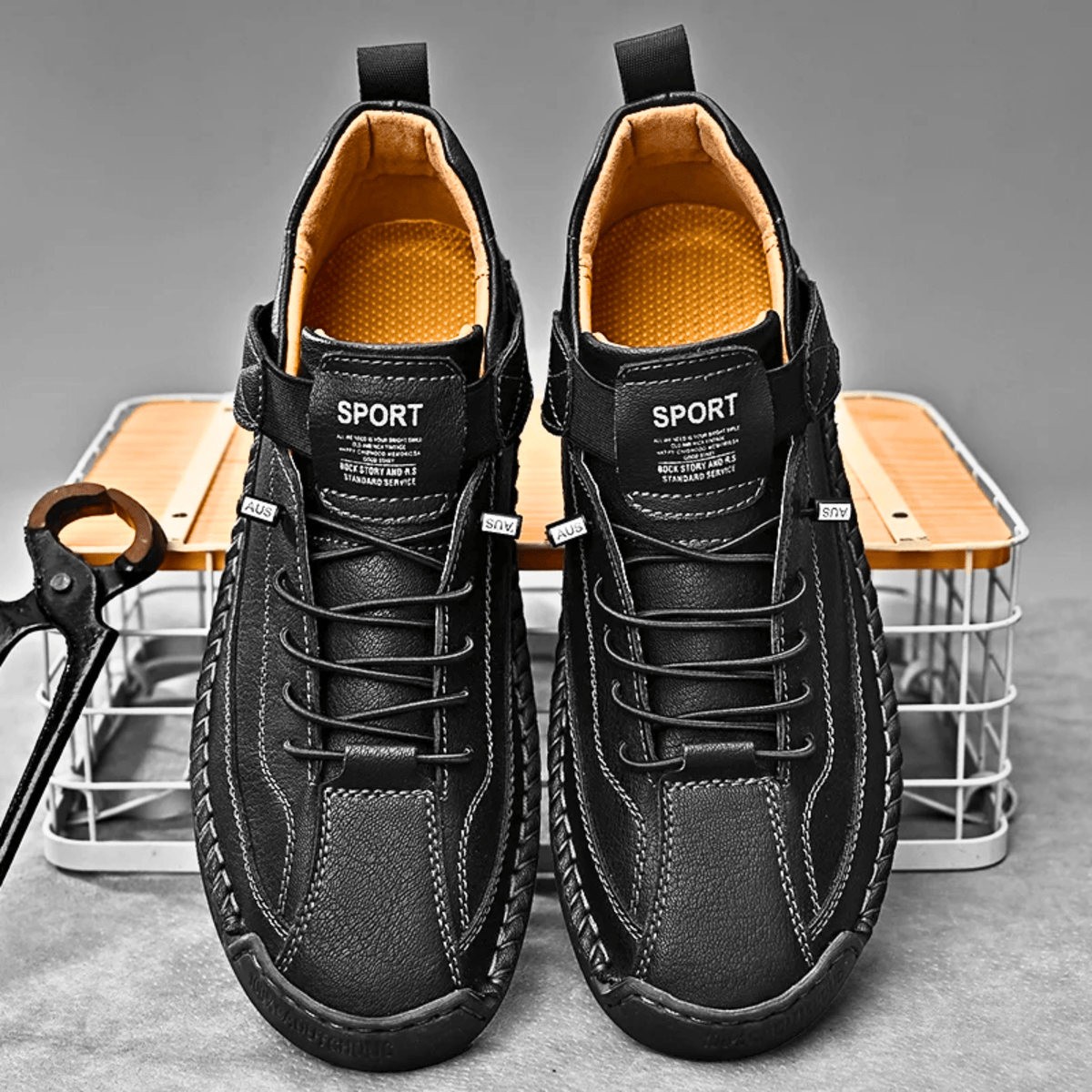 Sport Shoes Men's Casual Lace-Up Design with Velcro | L&S - 9 - London-stylehouse.com