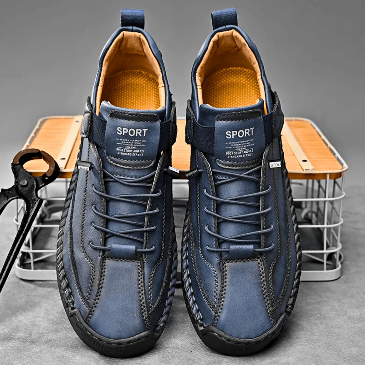 Sport Shoes Men's Casual Lace-Up Design with Velcro | L&S - 11 - London-stylehouse.com
