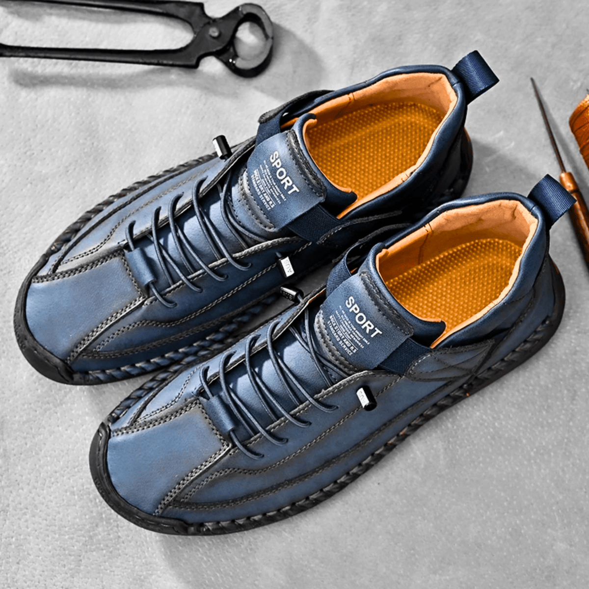 Sport Shoes Men's Casual Lace-Up Design with Velcro | L&S - 12 - London-stylehouse.com