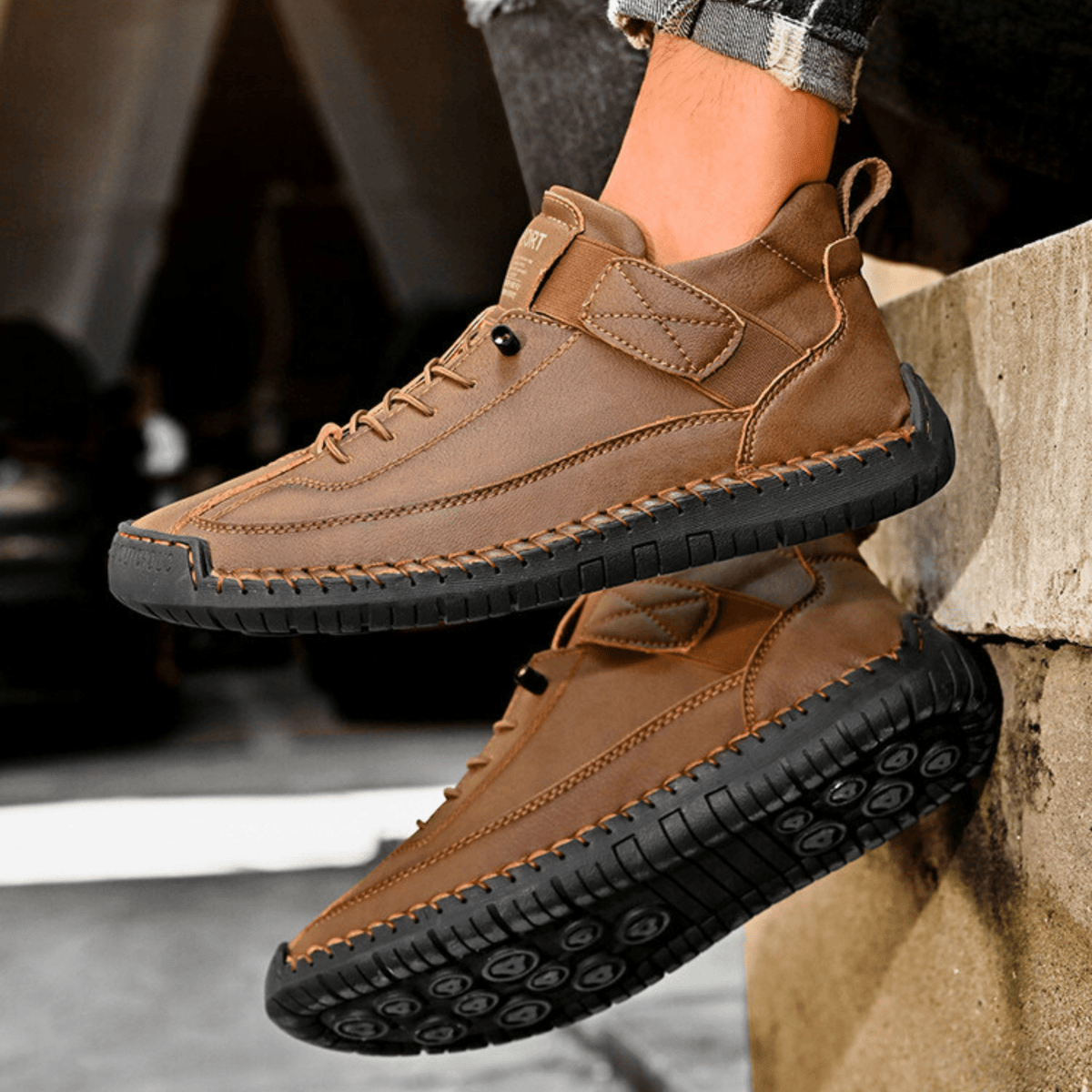 Sport Shoes Men's Casual Lace-Up Design with Velcro | L&S - 21 - London-stylehouse.com