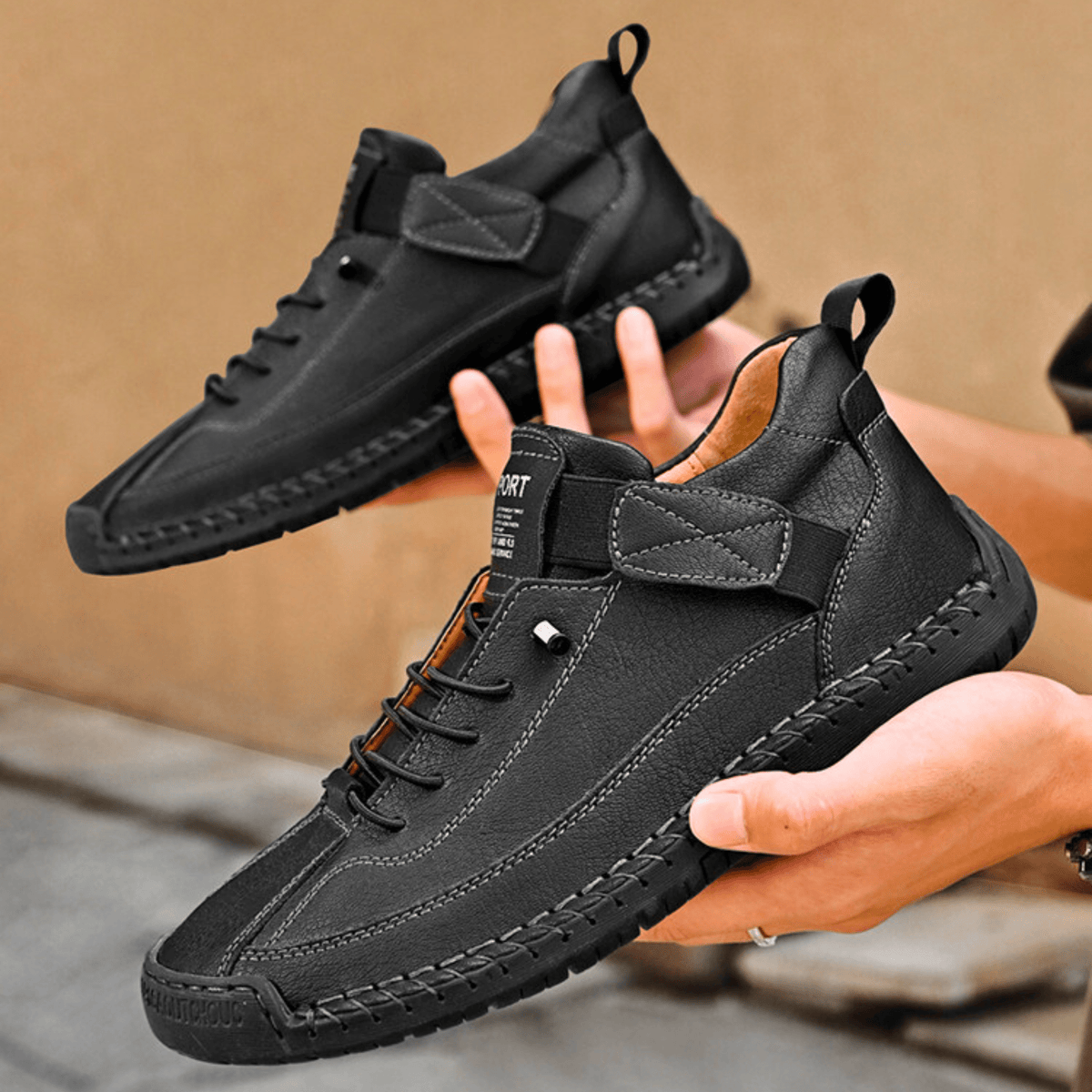Sport Shoes Men's Casual Lace-Up Design with Velcro | L&S - 22 - London-stylehouse.com