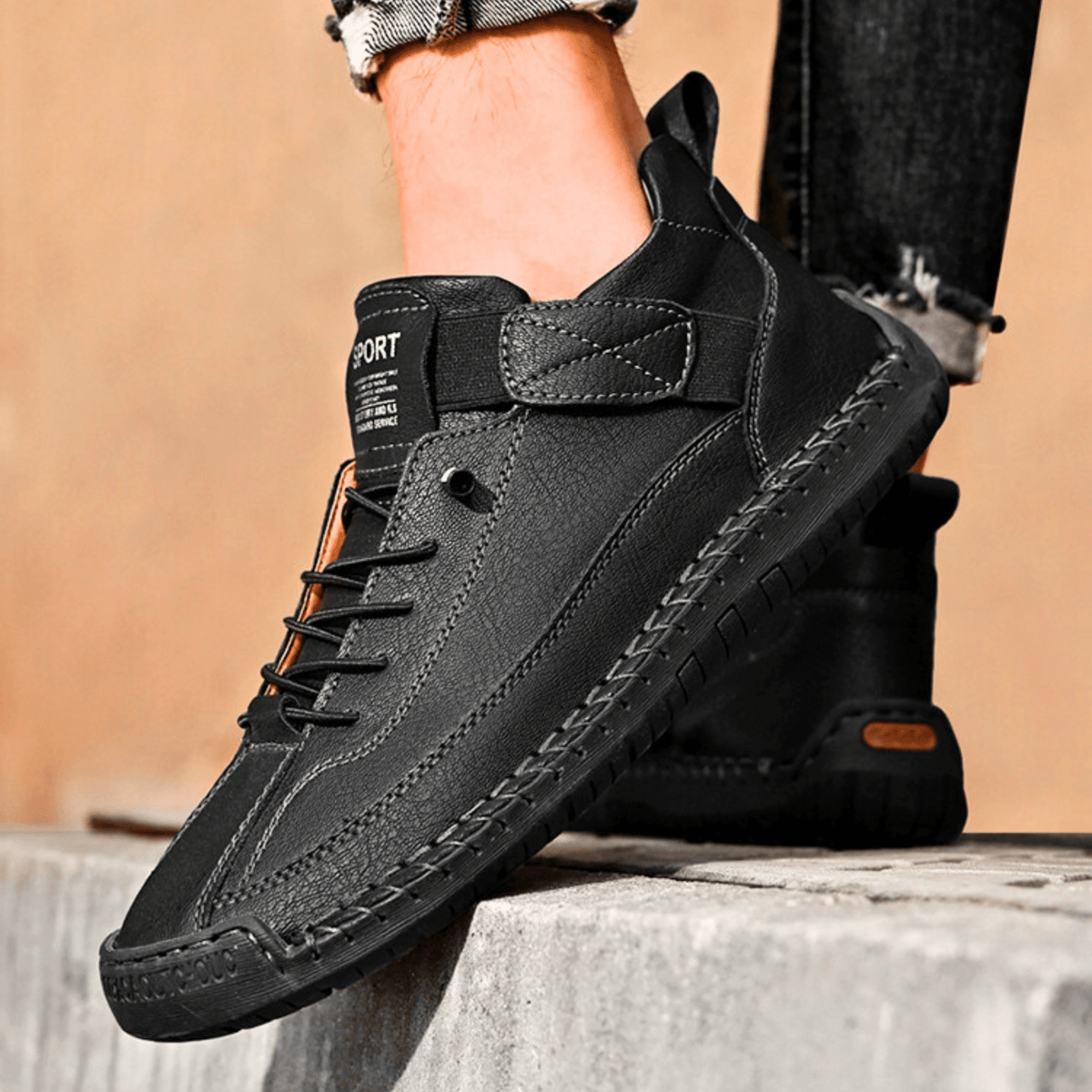 Sport Shoes Men's Casual Lace-Up Design with Velcro | L&S - 23 - London-stylehouse.com