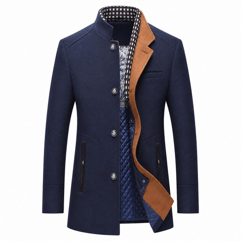 Men's Contemporary Coat with Removable Collar | L&S - 2 - London-stylehouse.com
