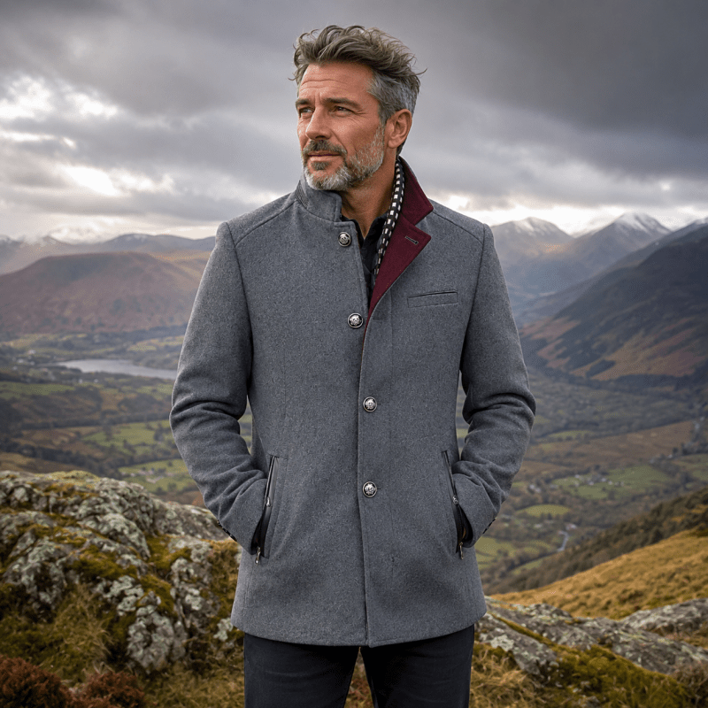 Men's Contemporary Coat with Removable Collar | L&S - 3 - London-stylehouse.com