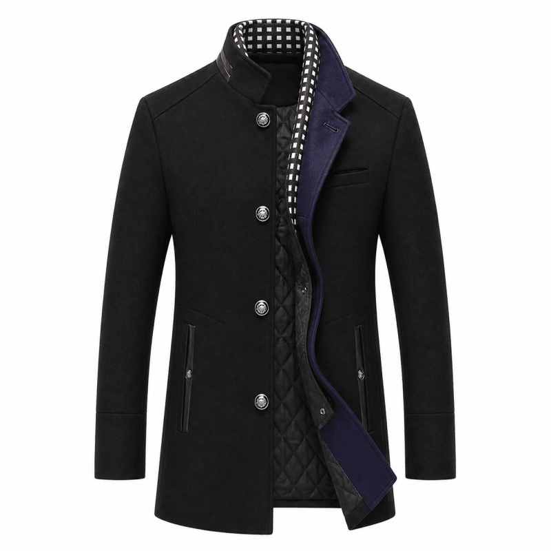 Men's Contemporary Coat with Removable Collar | L&S - 4 - London-stylehouse.com
