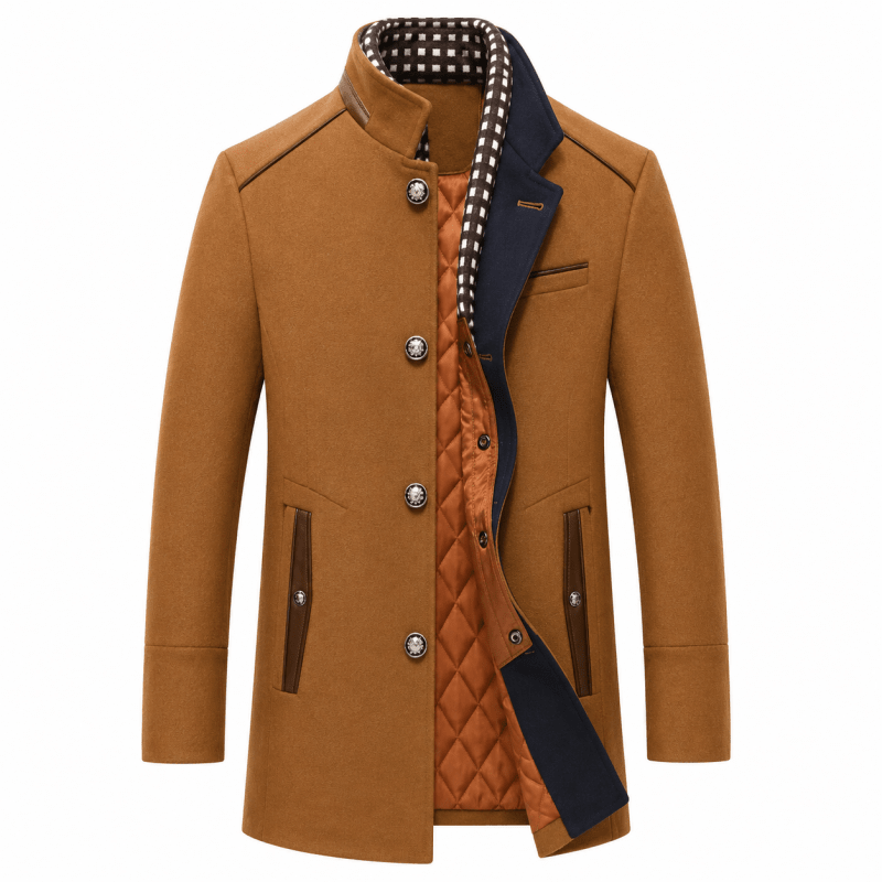 Men's Contemporary Coat with Removable Collar | L&S - 6 - London-stylehouse.com