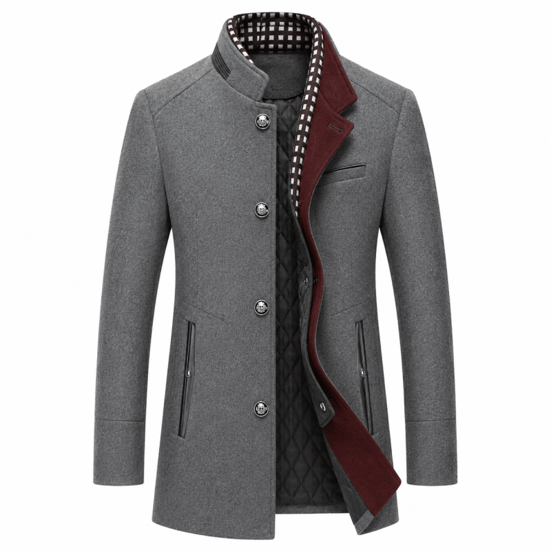 Men's Contemporary Coat with Removable Collar | L&S - 7 - London-stylehouse.com