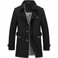 Men's Trench Coat with Double Breasted Design and Belted Waist | L&S - 1 - London-stylehouse.com