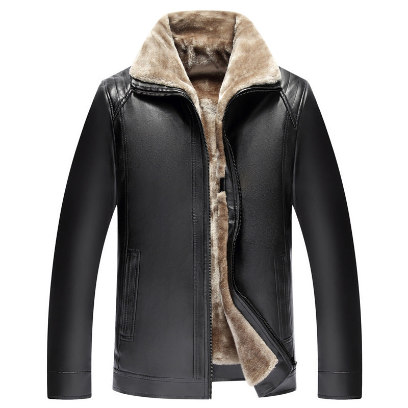 Men's Faux Leather Jacket with Stand Collar & Lined Interior | L&S - 1 - London-stylehouse.com