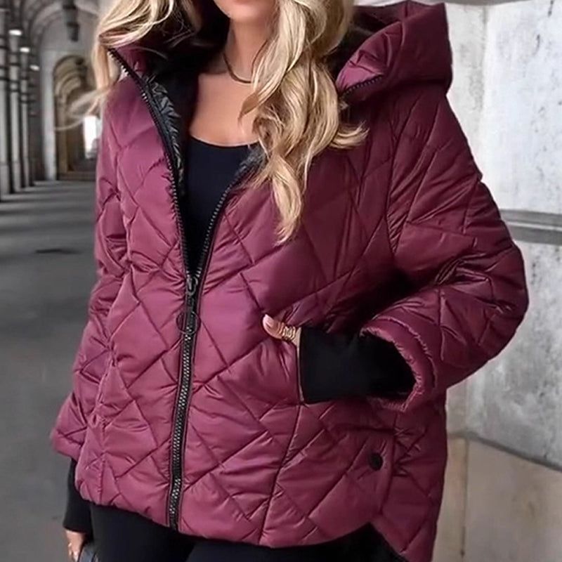 Quilted Women's Hooded Jacket with Relaxed Fit | L&S - 2 - London-stylehouse.com
