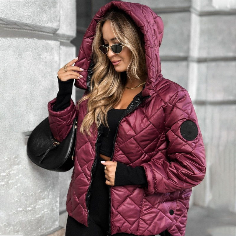 Quilted Women's Hooded Jacket with Relaxed Fit | L&S - 8 - London-stylehouse.com
