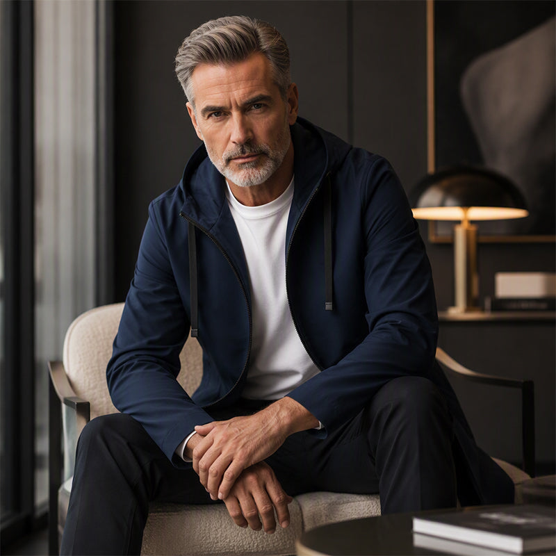 Men's Hooded Mid-Length Jacket with Functional Pockets | L&S - 5 - London-stylehouse.com