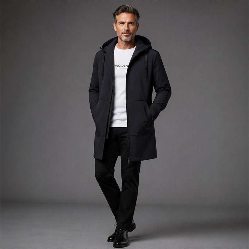 Men's Hooded Mid-Length Jacket with Functional Pockets | L&S - 6 - London-stylehouse.com