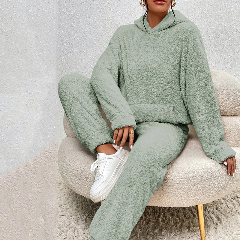 Women's Two-Piece Lounge Set with Hood and Pockets | L&S - 1 - London-stylehouse.com