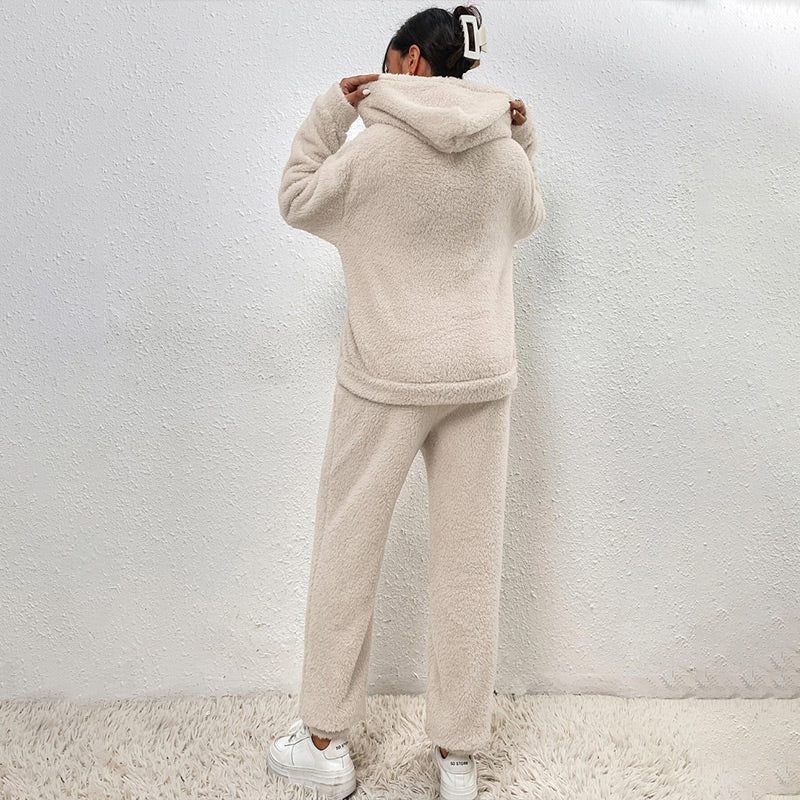 Women's Two-Piece Lounge Set with Hood and Pockets | L&S - 4 - London-stylehouse.com