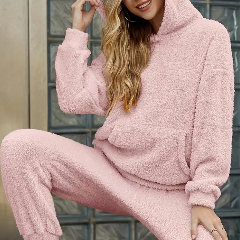 Women's Two-Piece Lounge Set with Hood and Pockets | L&S - 10 - London-stylehouse.com