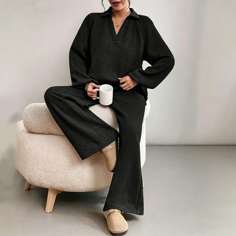 Women's Casual Two-Piece Set with Wide Leg Trousers | L&S - 6 - London-stylehouse.com