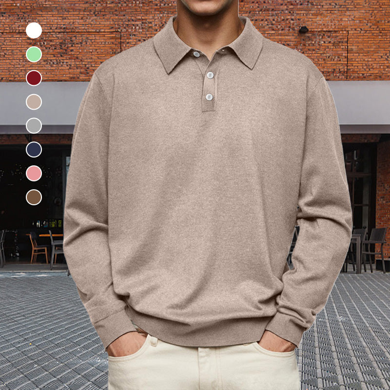 Pullover Men's Casual Fit with Buttoned Collar | L&S - 1 - London-stylehouse.com