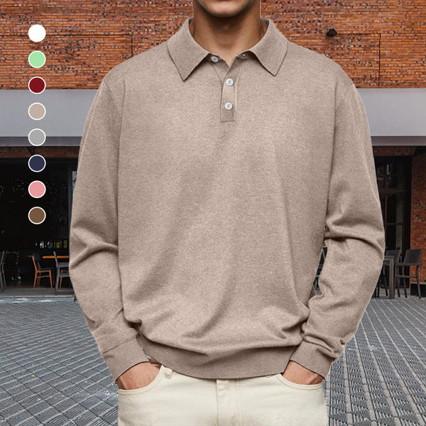 Pullover Men's Casual Fit with Buttoned Collar | L&S - 1 - London-stylehouse.com