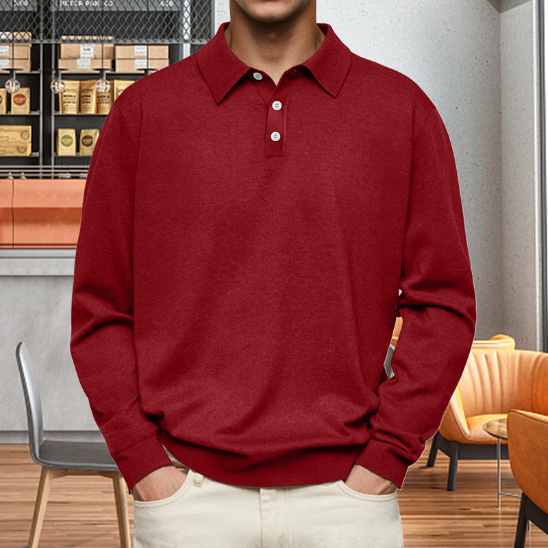 Pullover Men's Casual Fit with Buttoned Collar | L&S - 2 - London-stylehouse.com