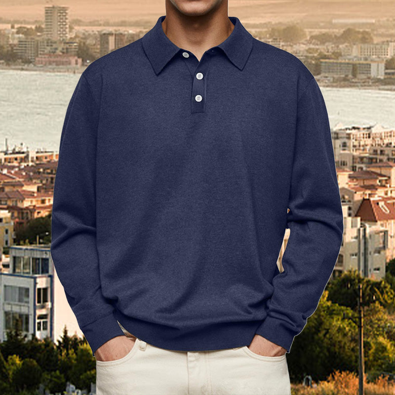 Pullover Men's Casual Fit with Buttoned Collar | L&S - 3 - London-stylehouse.com