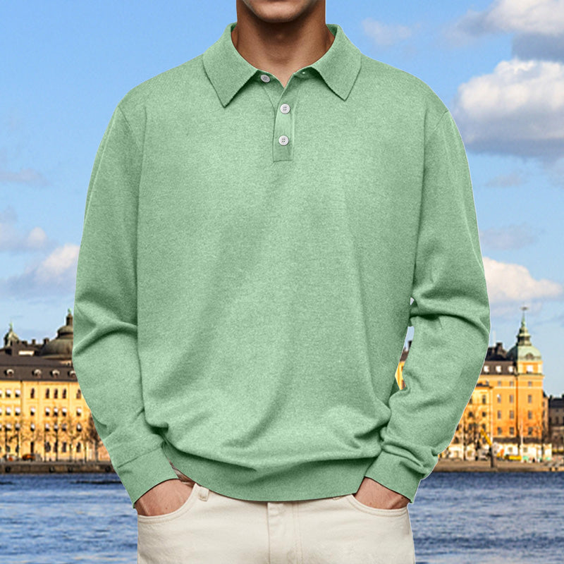 Pullover Men's Casual Fit with Buttoned Collar | L&S - 5 - London-stylehouse.com