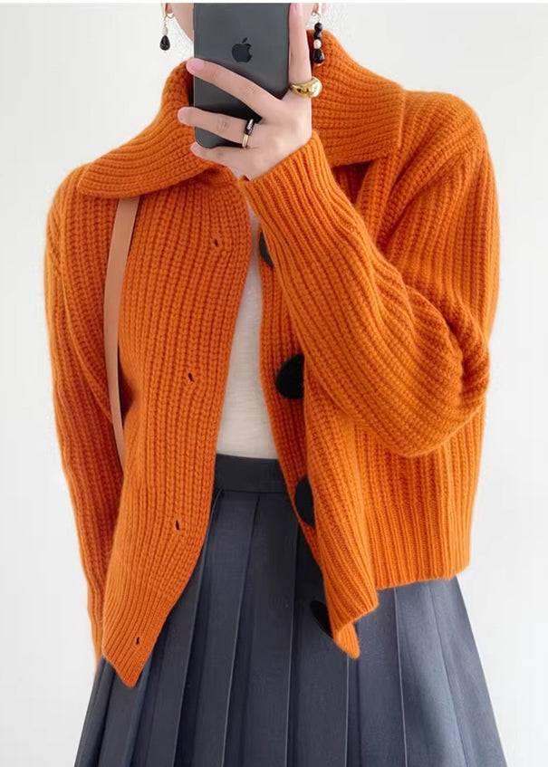 Women's Cropped Cardigan with Peter Pan Collar and Button Detail | L&S - 3 - London-stylehouse.com