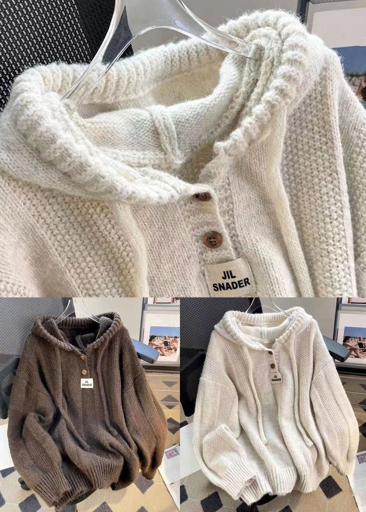 Hoodie Jumper Women's Oversized Style with Button Detail | L&S - 5 - London-stylehouse.com