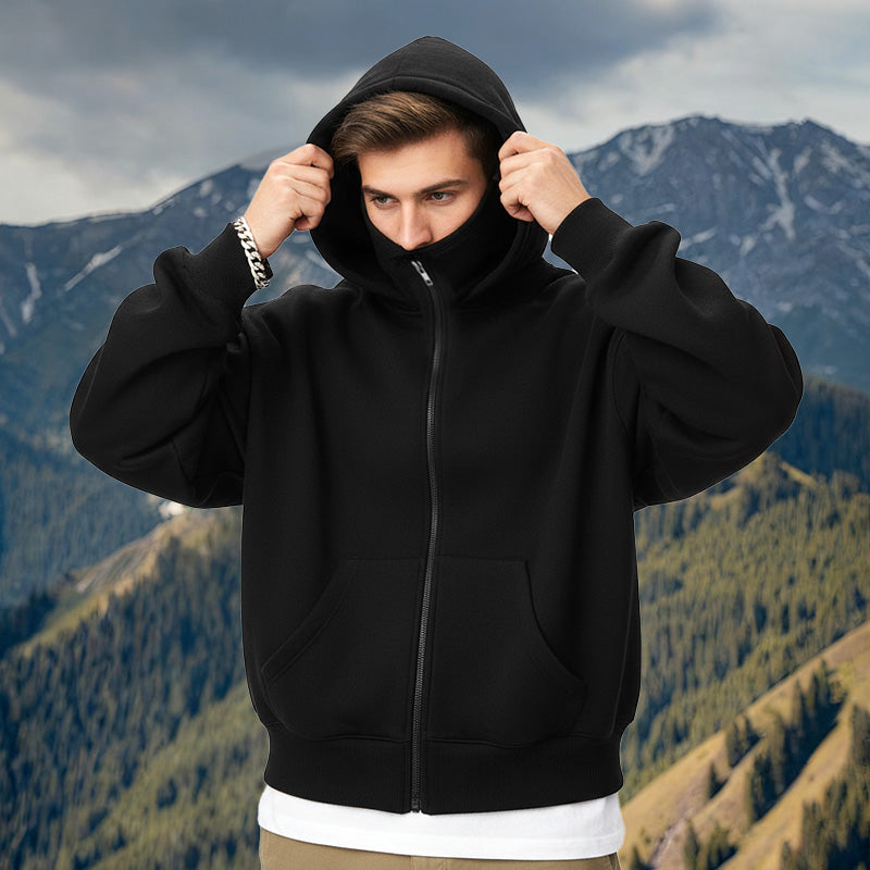 Men's Zip-Up Hoodie with Spacious Pocket and Hood | L&S - 1 - London-stylehouse.com