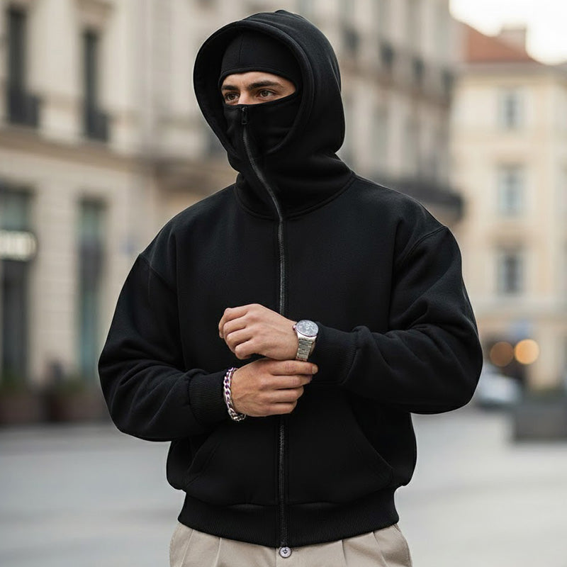 Men's Zip-Up Hoodie with Spacious Pocket and Hood | L&S - 3 - London-stylehouse.com