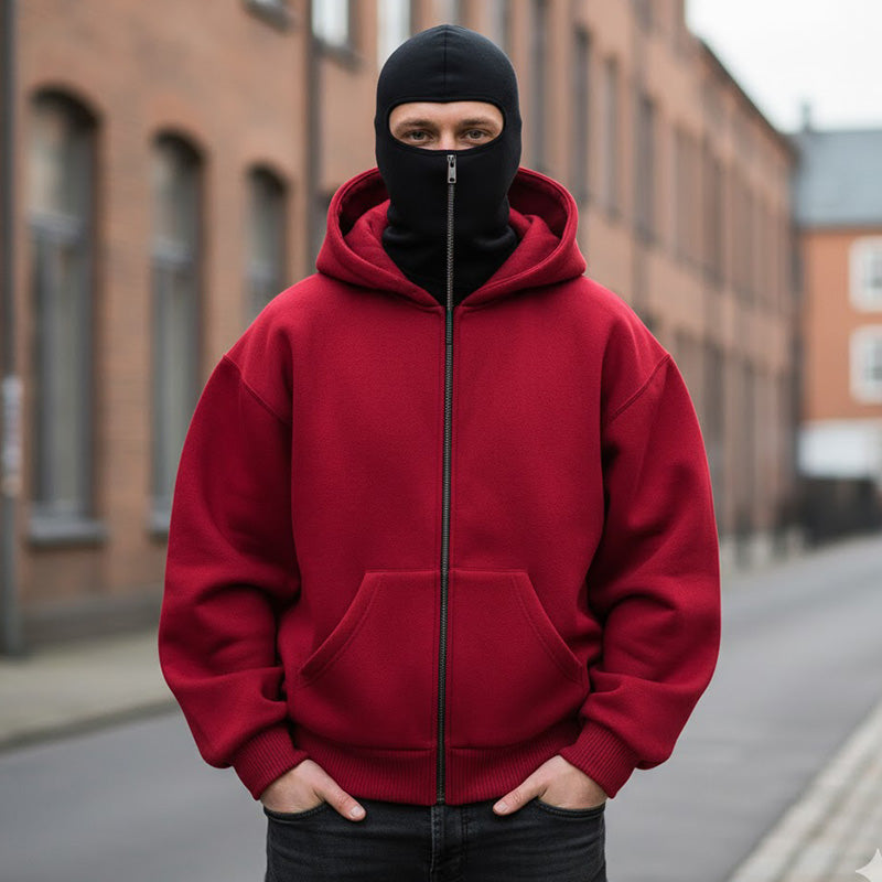 Men's Zip-Up Hoodie with Spacious Pocket and Hood | L&S - 4 - London-stylehouse.com
