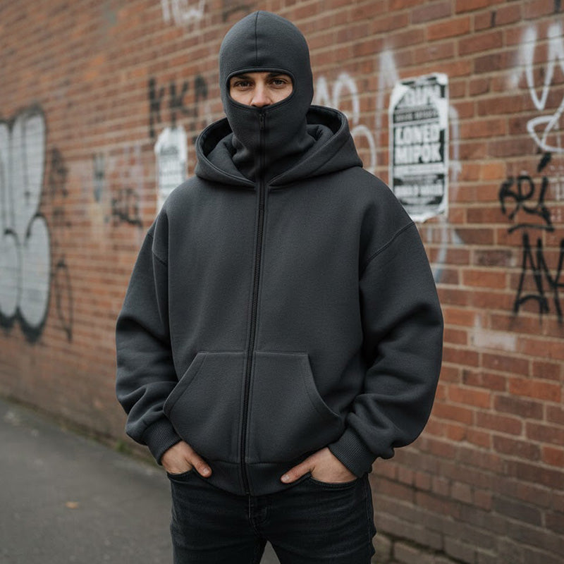 Men's Zip-Up Hoodie with Spacious Pocket and Hood | L&S - 5 - London-stylehouse.com