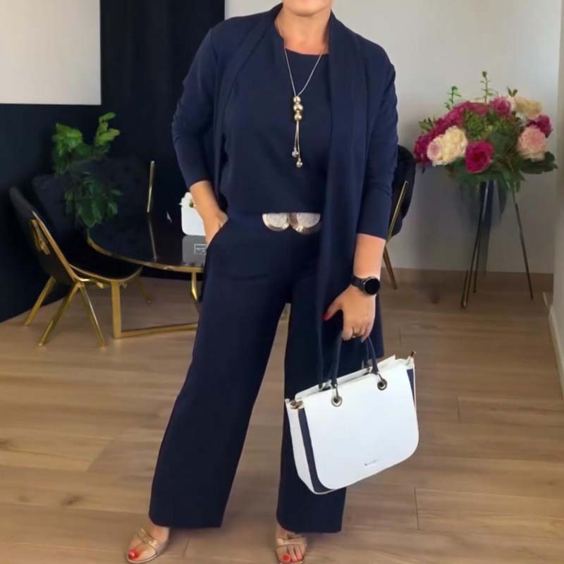 Lounge Set Women's Relaxed Fit with Cardigan | L&S - 2 - London-stylehouse.com
