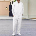 Men's Lounge Set: Quarter-Zip Sweatshirt & Relaxed Trousers | L&S - 1 - London-stylehouse.com