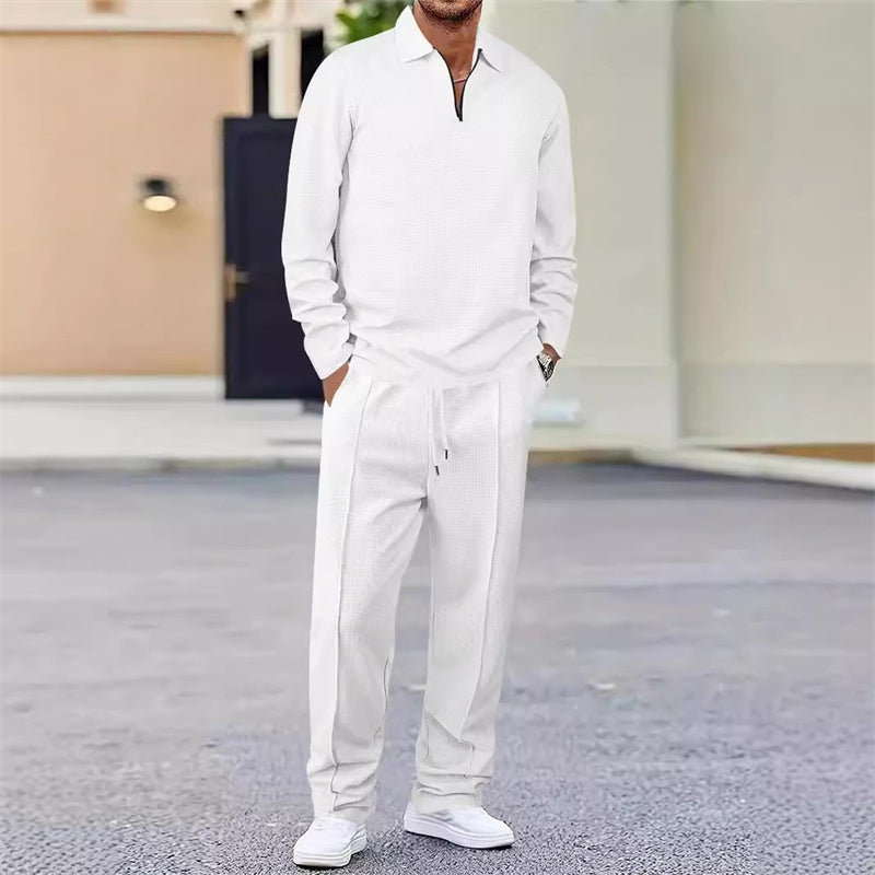 Men's Lounge Set: Quarter-Zip Sweatshirt & Relaxed Trousers | L&S - 1 - London-stylehouse.com