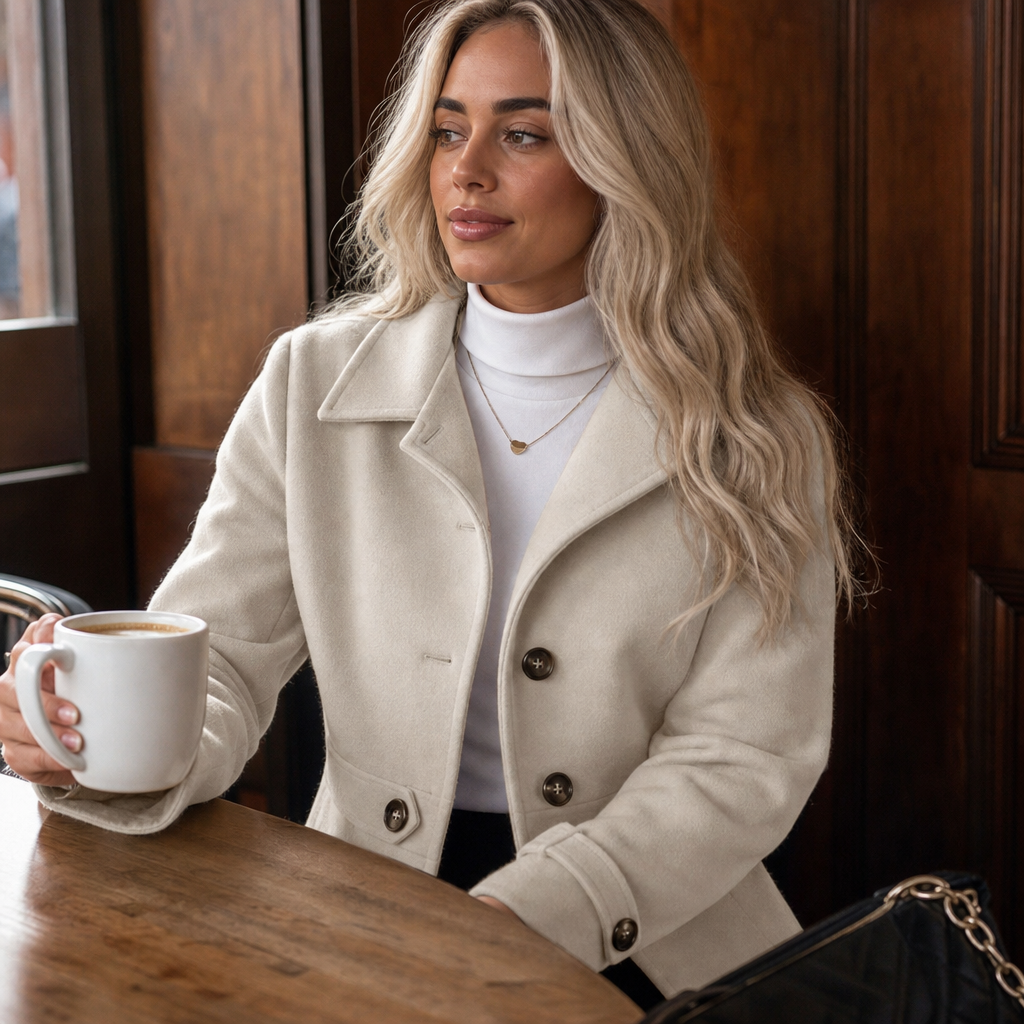 Women's Tailored Coat with Belt and Button Detail | L&S - 4 - London-stylehouse.com