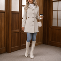 Women's Tailored Coat with Belt and Button Detail | L&S - 5 - London-stylehouse.com