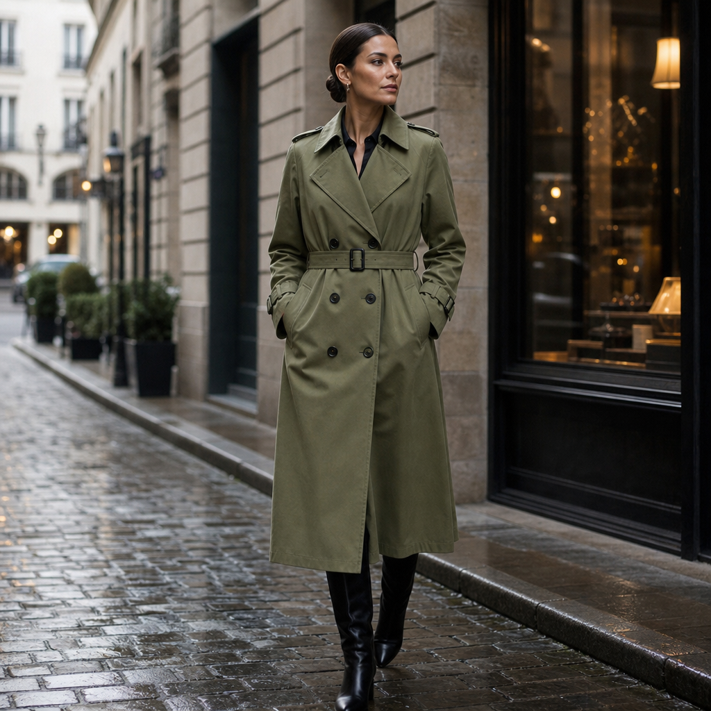 Trench Coat Women's Double-Breasted with Belted Waist | L&S - 3 - London-stylehouse.com
